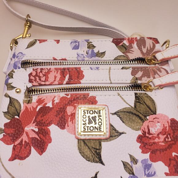 Floral pattern white stone mountain cross body purse bag spring light cute - Picture 10 of 11